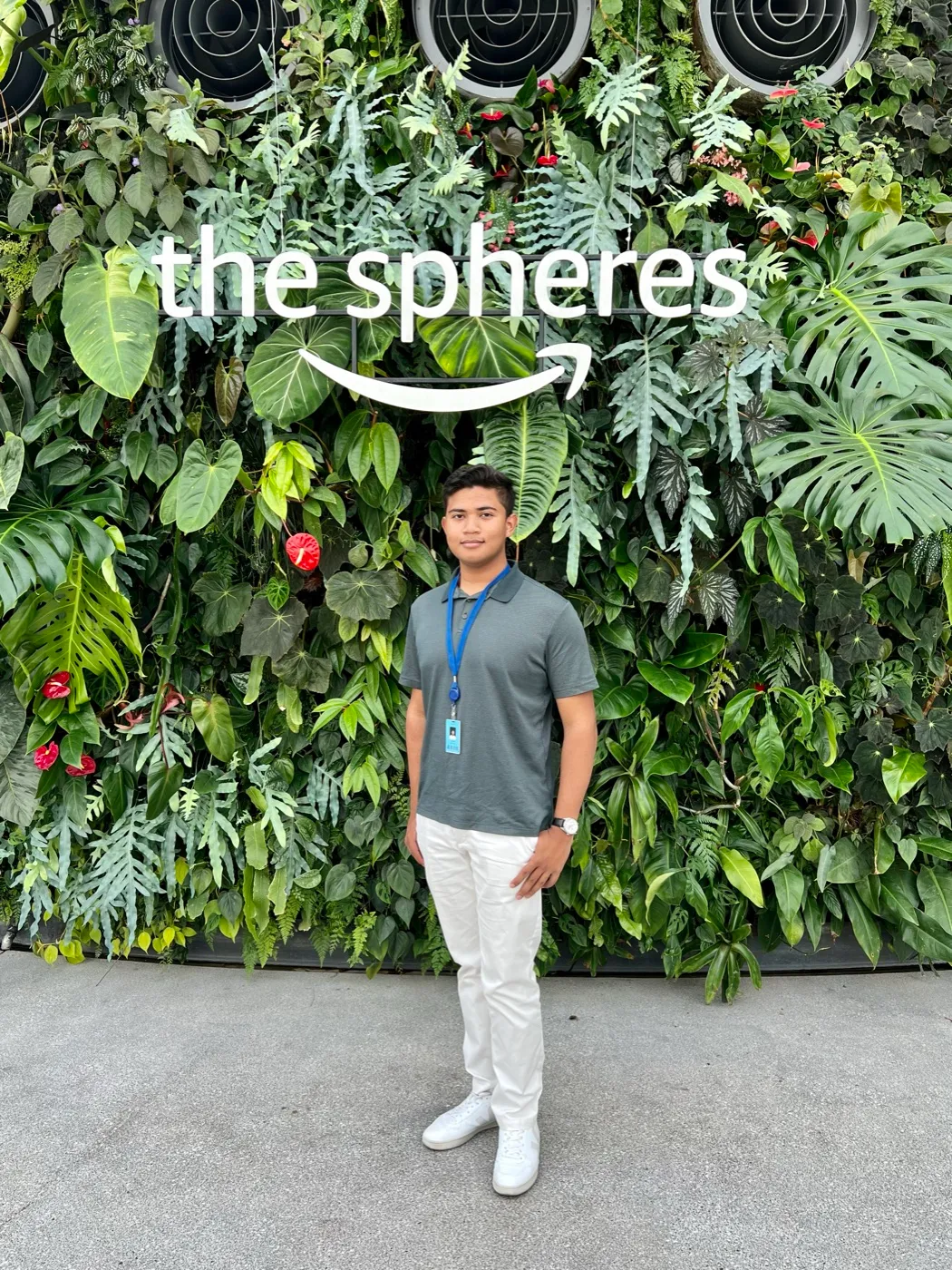Jacob Diaz-Iglesias at Amazon's Spheres in Seattle during a software engineering internship.