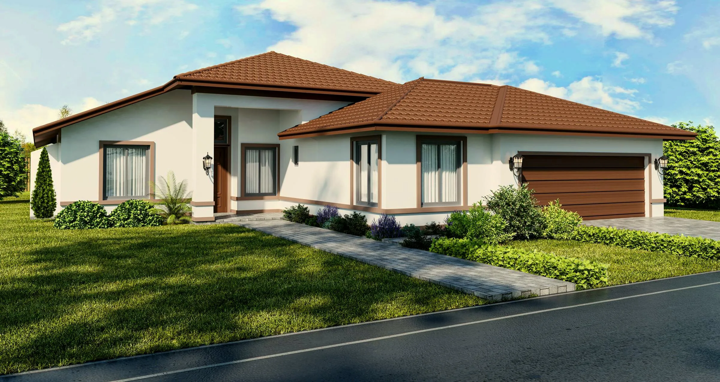 A single-story home at dusk, representing welcoming in-home tech help that comes to you.